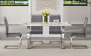 Table and chair set.63*31.4 Inch Pandora Patterned Sintered Stone Dining Table Set - 4 Dark Gray PU Chairs With Silver Metal Legs.Modern Light Luxury.Perfect For Dinner Room,Meeting Room,Kitchen,etc.