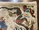 Antique Chinese Peking Rug 3 x 5.6, Dragon Motifs, Handmade Wool Asian Oriental Carpet
