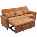 2-in-1 Sofa 82' Three-seater Sofa with Sofa Bed and Reversible Recliner, Orange Chenille