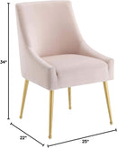 Pink Velvet Dining Chair With Gold Accents For Dining Room