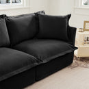 Slipcovered Long Sofa, 4 Seater Sofa with Removable Cover, Extra Deep Couch for Living Room, ,Chenille Fabric Cloud Like Comfy Sofa Couch, Black Chenille Fabric