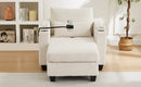 Convertible Chaise Lounge Sofa Chair Sofa Bed with USB Ports, Cup Holders, Phone Holder, and Storage, Beige Corduroy, 37.4'