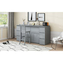 Full Size Murphy Bed with Drawers, Cabinets and USB Ports,Gray