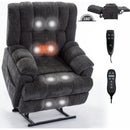 Dual Motor Heat Massage Infinite Position Up to 350 LBS Electric Power Lift Recliners with Power-Remote, Medium-firm and Heavy Duty, Grey