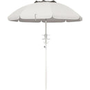 5.7' Portable Beach Umbrella with Tilt, Adjustable Height, 2 Cup Holders & Hooks, UV 40+ Ruffled Outdoor Umbrella with Vented Canopy, Cream White