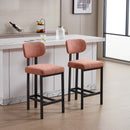 Bar Stools Set of 2, 26 inch Modern Upholstered Fabric Counter Height Barstools, Kitchen Island Chairs with Black Metal Legs for Dining Room/Kitchen Island/Bar