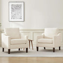 Beige Upholstered Mid Century Modern Accent Armchair