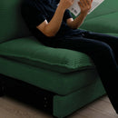 Two-Seater Theater Sofa  with 2 Footrest, 2-Seater Sofa with Ottoman for Small Living Spaces,Green Corduroy