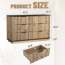 Modern 6-Drawer Natural Wood MDF Cabinet with Metal Rounded Corners and Exquisite Handles – Multi-Functional Storage