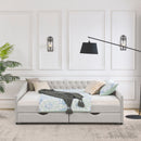 Upholstered Tufted Daybed With Drawers, Waved Arms