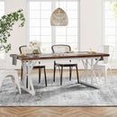 Farmhouse Dining Table For 6, 70.8 Inch Wood Table Two Tone