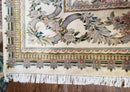 Pak Persian Floral Rug 11 x 12.6, Ivory, Very Fine, Hand Knotted