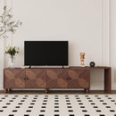 70'-90' Extendable TV Cabinet, Modern Entertainment Center with Storage and Adjustable Shelves, Mid 
Century Lacquered and Real Wood Veneered TV Console for Living Room, Hallway, Entryway, Walnut