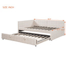 Full Size Upholstered L-Shaped Upholstered Daybed with Twin
Size Pop Up Trundle and USB ports, Beige