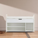 39'Shoe Storage Bench, Entryway Bench with Lift Top Storage Box, Metal and Board Bench for Entryway, Two Tier Shoe Rack Organizer for Entryway, Bedroom, Hallway, Industrial,  white