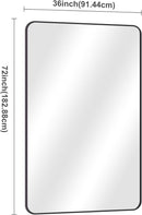 60x36 Inch Matte Black Bathroom Mirror With Metal Frame