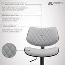 Grey Faux Leather Swivel Bar Stool With Adjustable Height