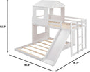 Twin Over Full Bunk Bed With Slide With Guardrails White