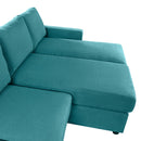 Convertible U-shaped Sectional Sofa with Storage Chaise Lounges & USB Ports, Teal, Twill Polyester, 103.9'