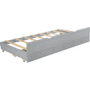 Twin Size Bed with Headboard, Footboard, Trundle and Three Storage Drawers, Twin Size Pine Wood Bed with Headboard, Footboard,Grey