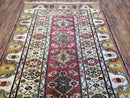Turkish Caucasian Rug 4x7, Vintage Hand-Knotted Wool Turkish Talish Carpet 4 x 7, Cream, Burnt Orange Carmine Red Area Rug, Bohemian Rug