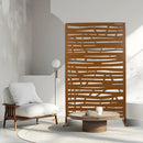 Outdoor & Indoor Metal Privacy Screen 76' H×48' W, Freestanding Decorative Screen for Deck Balcony Patio in Brown