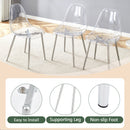 Transparent and Stylish Ergonomic Dining Chair with Silver Metal Legs and Transparent Seat Cushion, One Box of Three