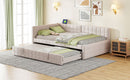 Full Size Upholstered L-Shaped Upholstered Daybed with Twin
Size Pop Up Trundle and USB ports, Beige
