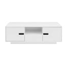 U-Can Modern High Glossy Rectangle Coffee Table, Stylish Center Table with Storage Space, Accent Furniture with 16 Color LED Lights for Living Room