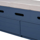 Rustic Storage Bench with 2 Drawers, Hidden Storage Space, and 3 False Drawers at the Top, Shoe Bench for Living Room, Entryway (Navy)