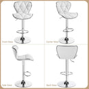 Bar Stools Set Of 2 White PU Leather Adjustable Swivel