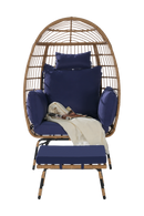 Wicker Egg Chair,Rattan Egg Chair Indoor Outdoor,Oversized Large Egg Chairs 600lbs with Ottoman and Thick Cushions for Porch, Backyard, Balcony
