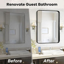 Black 40x30 Inch Metal Framed Rectangular Bathroom Mirror