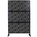 Outdoor & Indoor Privacy Screen Metal Privacy Screen 76' H×48' W, Freestanding Decorative Privacy Screen for Deck Balcony Patio, Privacy Fence Panels for Outside Lawn Garden PS116 BLACK