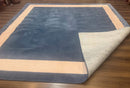 Blue and Cream Square Rug 10x10 ft, Large Square Carpet