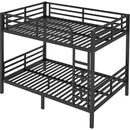 Metal Full XL over Full XL Bunk Bed for Teens and Adults,Space-Saving/Noise Reduced/No Box Spring Needed, Black