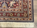 Turkish Hereke Rug 3x5, Navy Blue and Red, Fine 210 KPSI