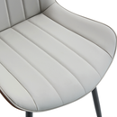 Extended Seat Cushion PU Dining Chair Set - Four Pieces.Smooth line design,Integral metal leg structure,Can integrate well into various modern home decoration styles.Gray and Brown Splicing Colors.