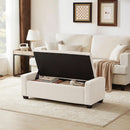 48 Inch Storage Unit Ottoman Bench Upholstered Beige