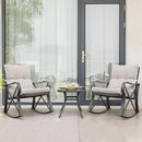 Three Piece Outdoor Bistro Set with Rocking Chairs