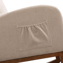 27.2"W Rocking Chair for Nursery, Polyester Glider Chair with High Back and Side Pocket, Rocking Accent Armchair with Rubber Wood Legs for Living Room/Bedroom.Beige