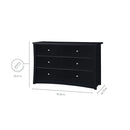 Crescent 6 Drawer Double Dresser Black GREENGUARD Gold