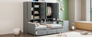 Twin Size Wooden Daybed With Three Drawers, and All-in-One Cabinet, Desk and Shelves, Gray