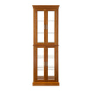 Curio Cabinet Lighted Curio Diapaly Cabinet With Adjustable Shelves And Mirrored Back Panel, Tempered Glass Doors (6 Tier), (E26 Light Bulb Not Included)