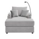 Modern Style Single Sofa Couch with Storage, USB Ports, Cup Holders, and Phone Holder, Grey Corduroy, 41.7'