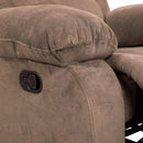 Recliner Sofa Set With Drop Down Table And Storage Console Brown Velvet