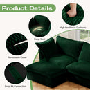 Slipcovered U Shape Sectional Wide and Deep Seat Sofa Couch, 4 Seater Sofa with French Edges Design Multiple Big Pillows, Soft Deep Seat Comfy Cloud Couch for Living Room, Apartment, Green Corduroy