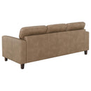 Scotland Faux Leather Upholstered Track Arm Sofa Brown