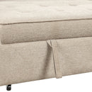 Modern L-Shape 3 Seat Reversible Sectional Couch with Pull Out Sleeper, Storage Chaise & 2 Stools, Cream, Linen Chenille