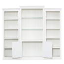 Retro Style 3-Piece Bookcase Display Cabinet with Adjustable LED Lighting, Tempered Glass Shelves, White